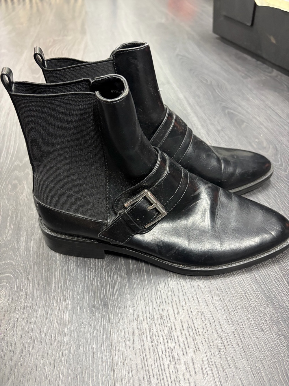 Zara Black Leather Buckle Boot Sz 40 - Picture 3 of 5